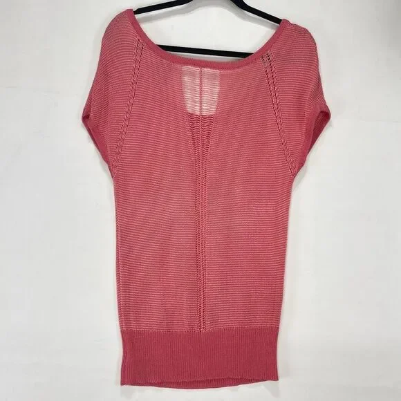 GUESS Los Angeles Womens Small Top Open Knit Coral Sweater - Picture 2 of 14
